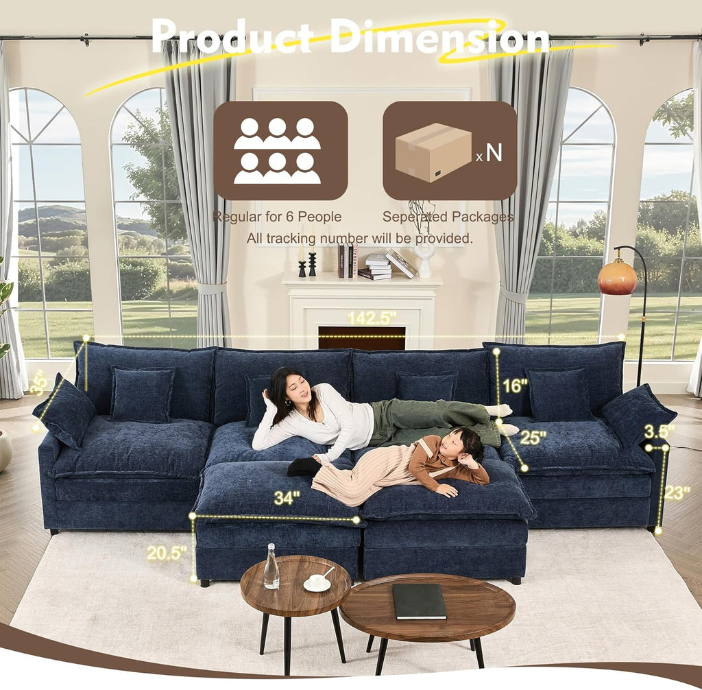 108" U-shaped sofa modular sofa Comfortable cloud sofa wourant