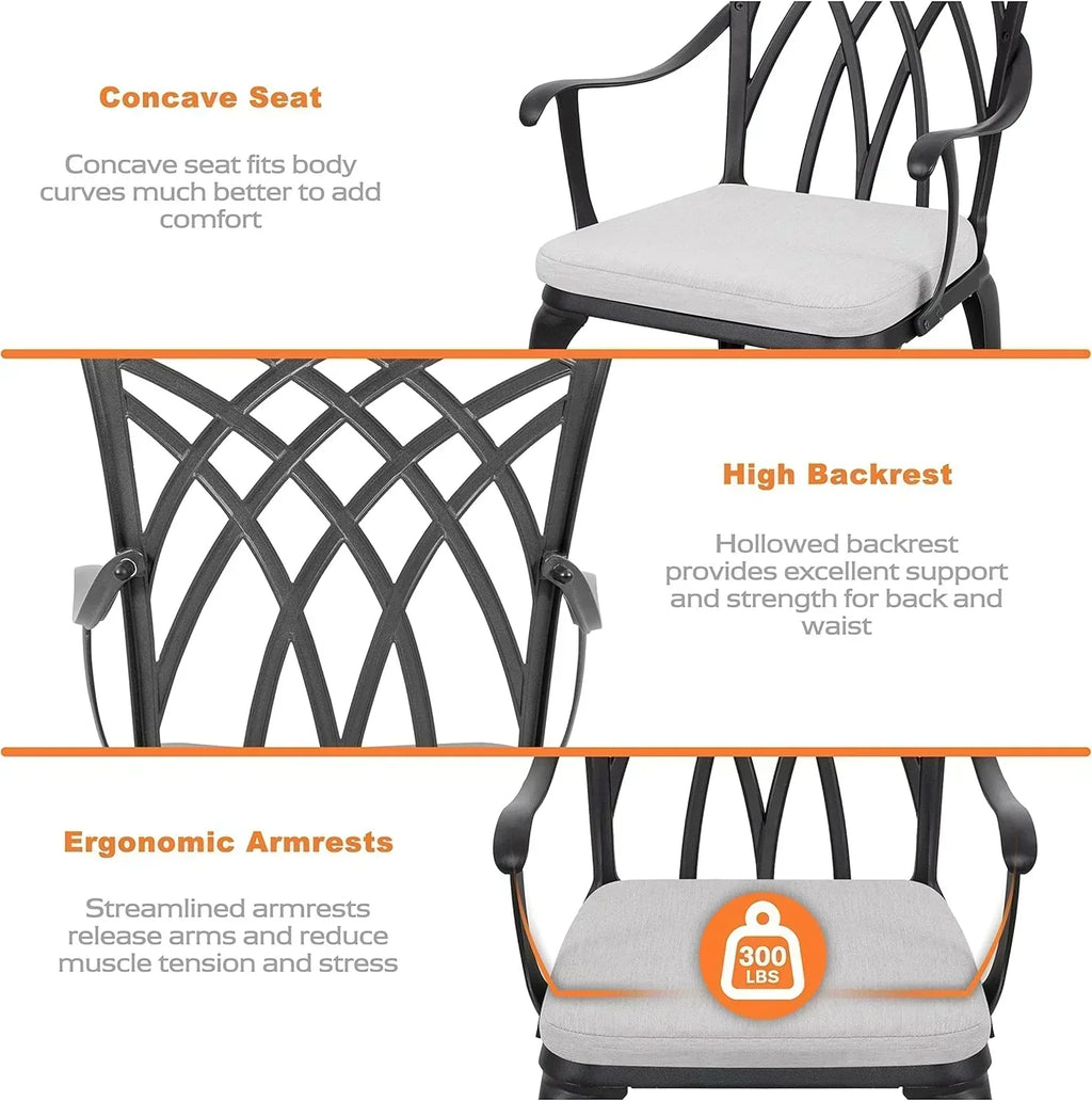 NUU GARDEN Bistro Set 3 Piece Outdoor Cast Aluminum Patio Bistro Set Patio Table Chairs Set of 2 wourant
