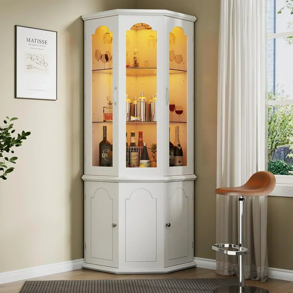 Corner wine cabinet with LED lights tall modern wine cabinet home bar wine storage cabinet wourant