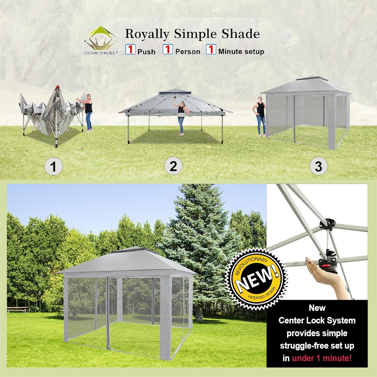 CROWN SHADES 13x13 Pop Up Gazebo Canopy Tent Gazebos on Clearance Outdoor Gazebo wourant