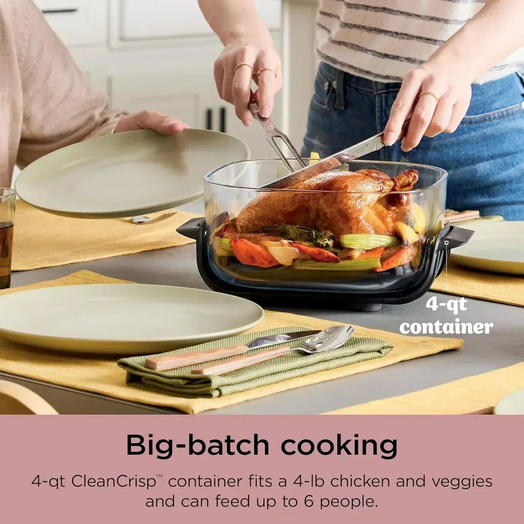 Ninja Crispi 4 in 1 Portable Glass Air Fryer Cooking System 4QT 6 Cup TempWare Glass Containers wourant