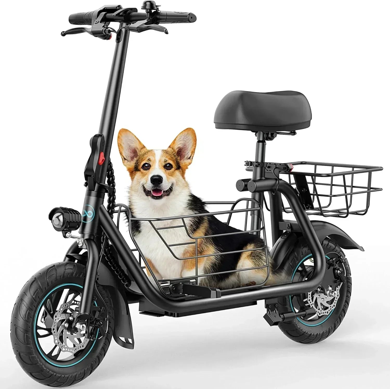 Gyroor Adult Electric Scooter with Large Center Basket 20 Mile Range Foldable and Seat wourant