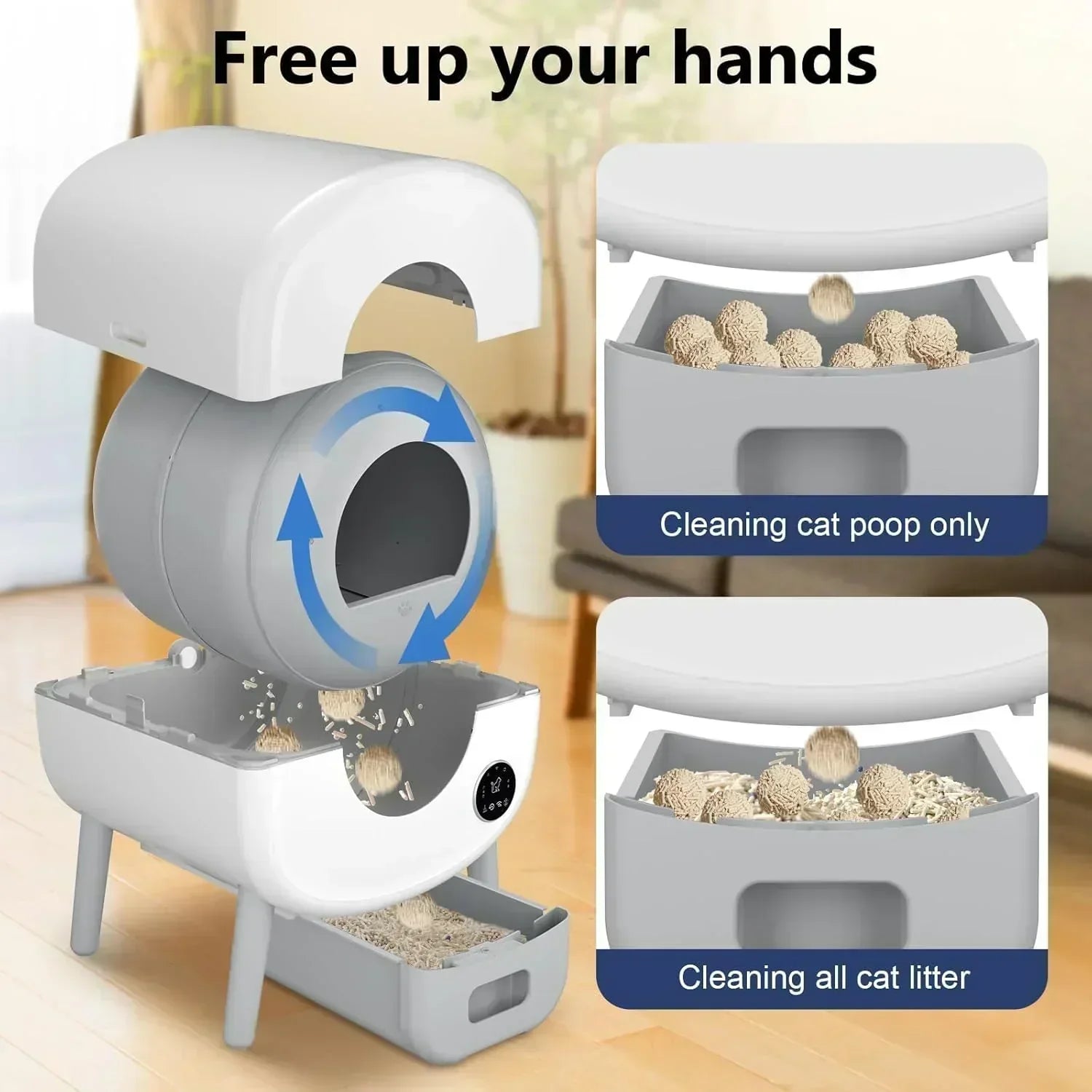 Self Cleaning Litter Box Large Capacity Automatic Cat Litter Box Self Cleaning for Cats wourant