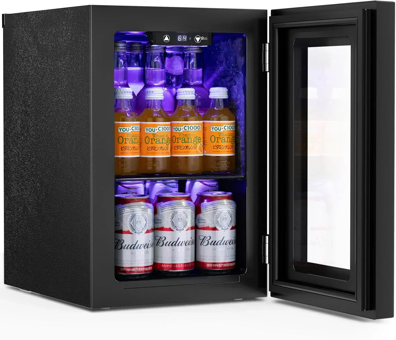 Antarctic Star Beverage Refrigerator Cooler 68 Can Mini Fridge with Glass Door for Beer Drinks Wine wourant