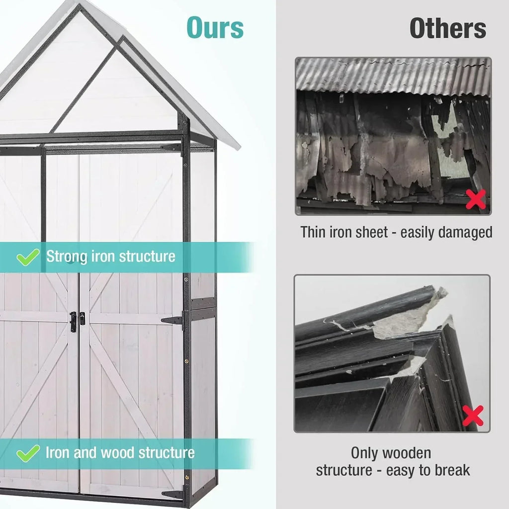 Sheds Outdoor Storage Garden Shed with Metal Frame Structure Adjustable Shelves Capacity Storage wourant