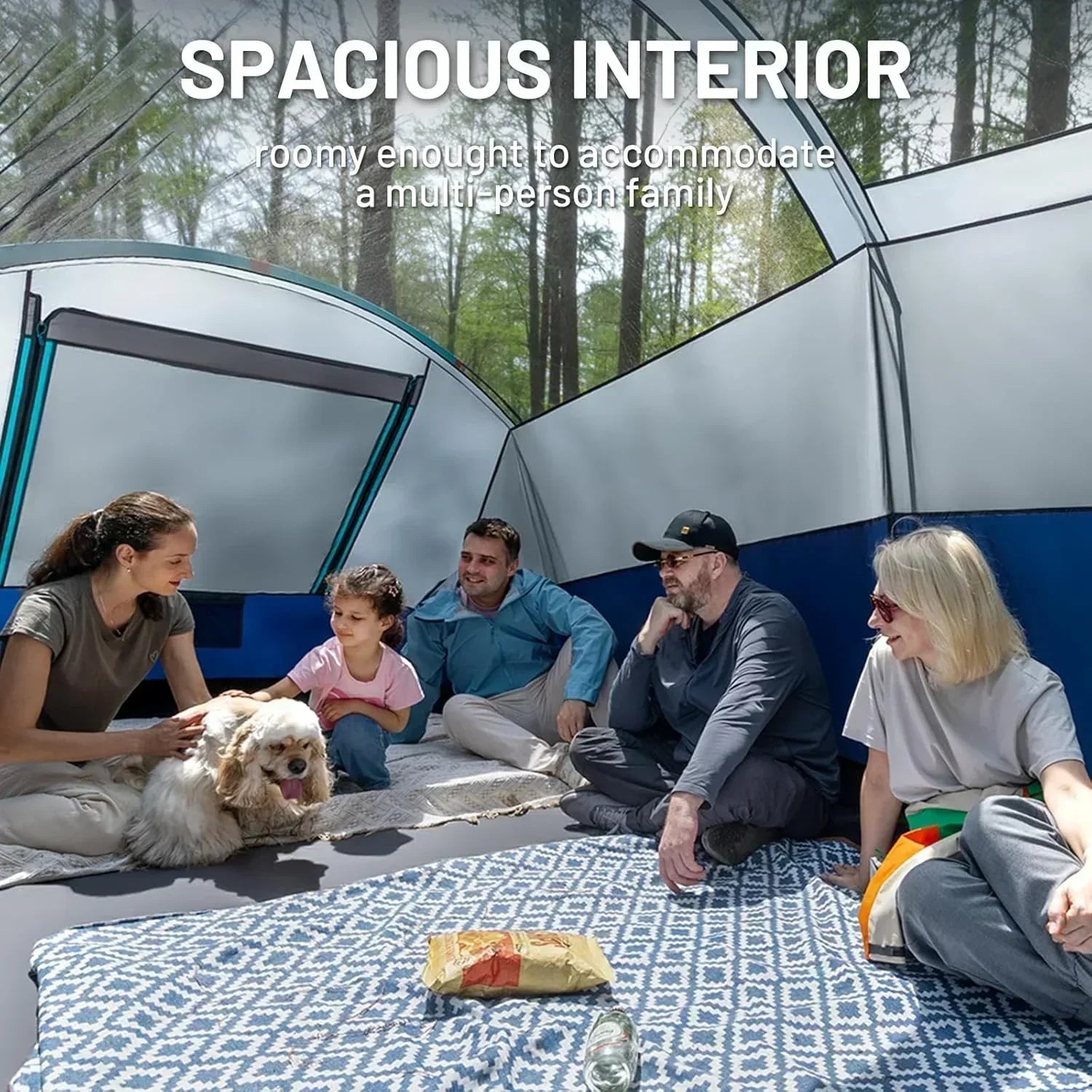 TIMBER RIDGE 8 Person Family Camping Tent Double Layer Waterproof Weather Resistant Tunnel Tent wourant