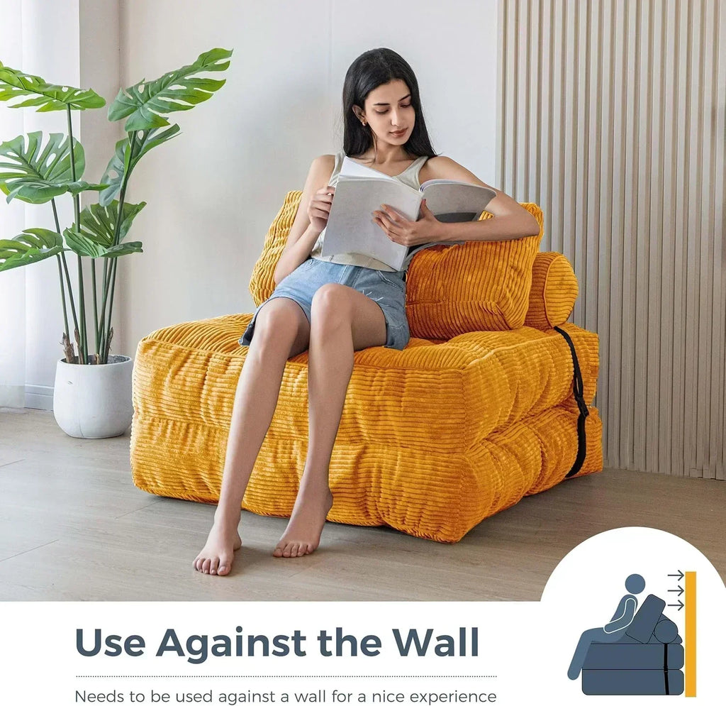 MAXYOYO Folding Sofa Bed Convertible Sleeper Chair with Pillow Foldable Mattress with Back Support wourant