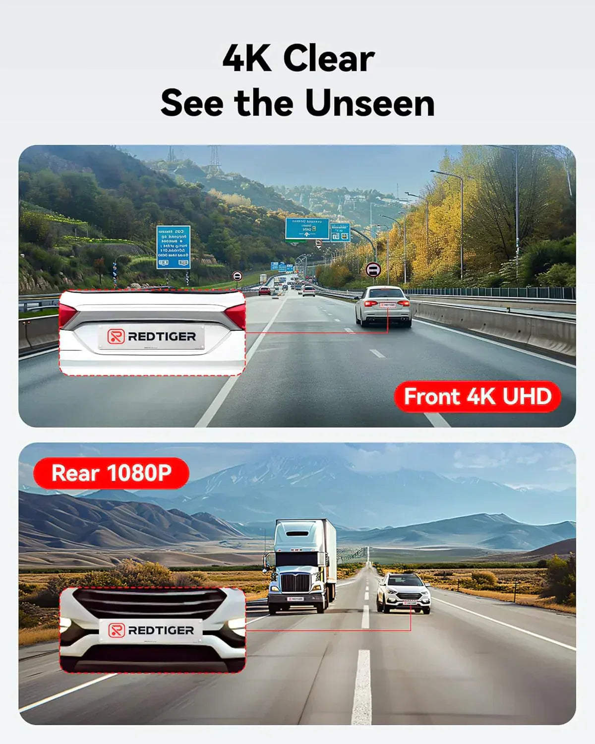 Dash Cam Front Rear 4K/2.5K Full HD Dash Camera for Cars Included 32GB Card Built-in Wi-Fi GPS wourant