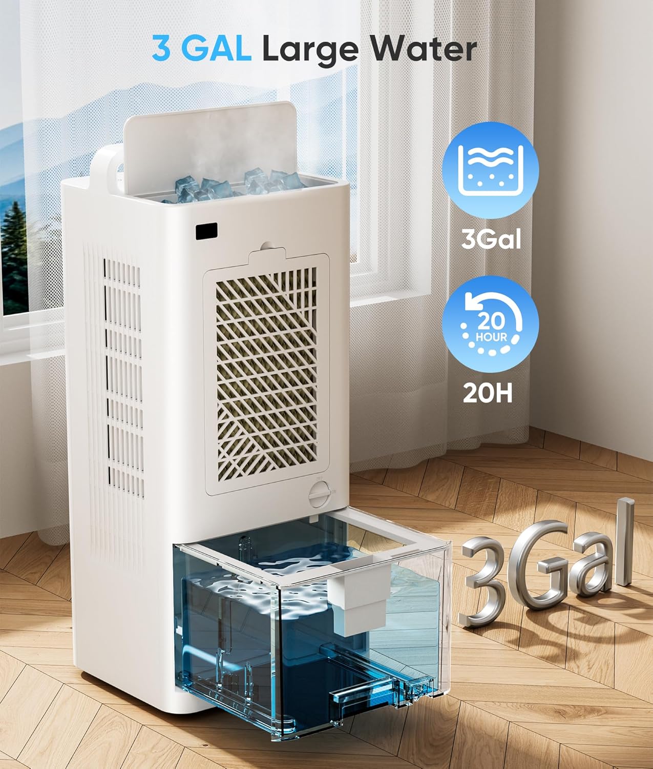 Windowless Portable Air Conditioners Evaporative Air Cooler 3 Modes & 3 Speeds 12H Timer wourant