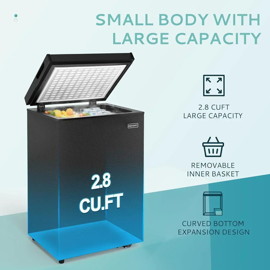 EUHOMY 3.5 Cu.Ft Chest Freezer with Removable Basket Small Deep Freezer Adjustable 7 Thermostat wourant