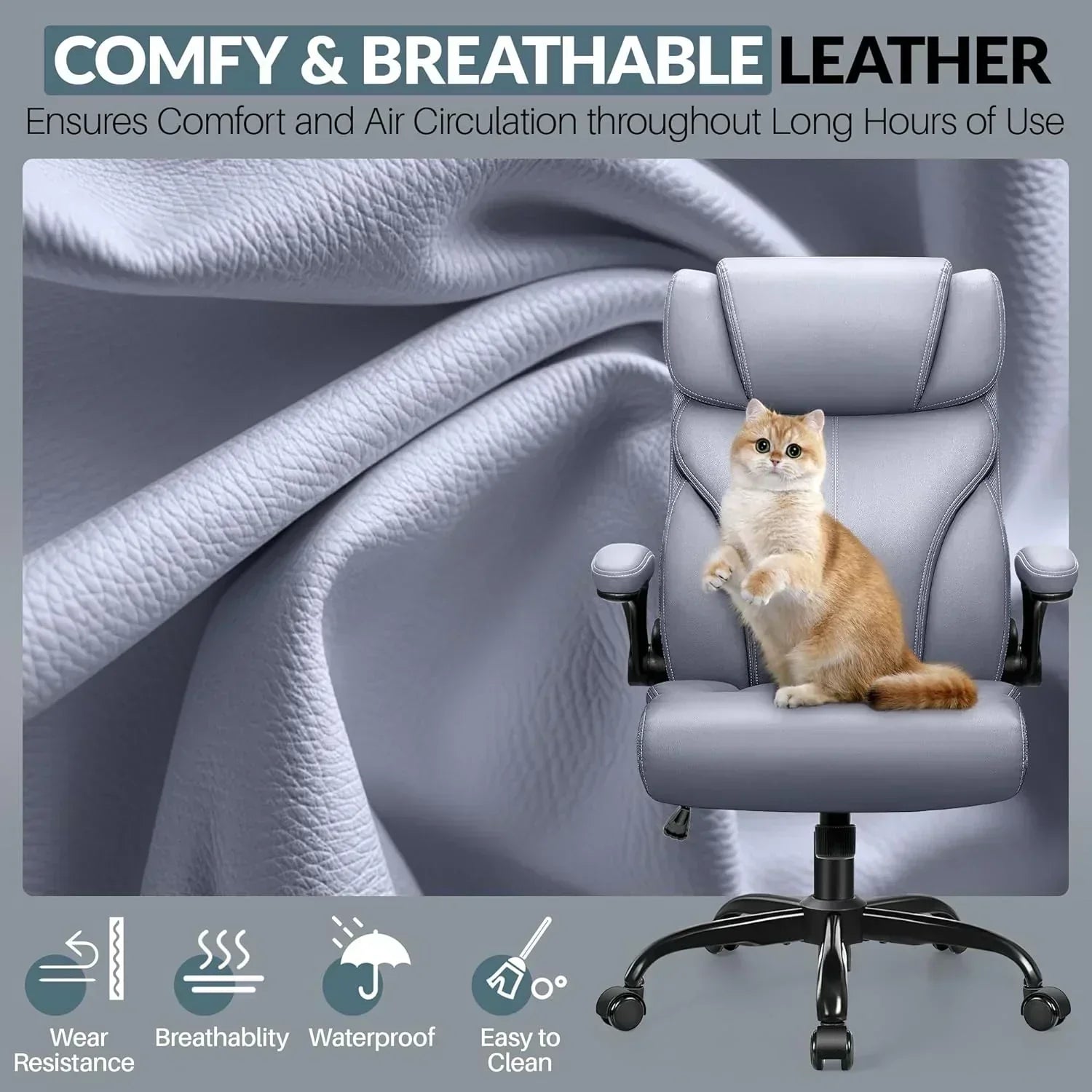 Office Chair Large High-Foot Computer Desk Chair Chair Lumbar Support Rotating Computer Chair wourant