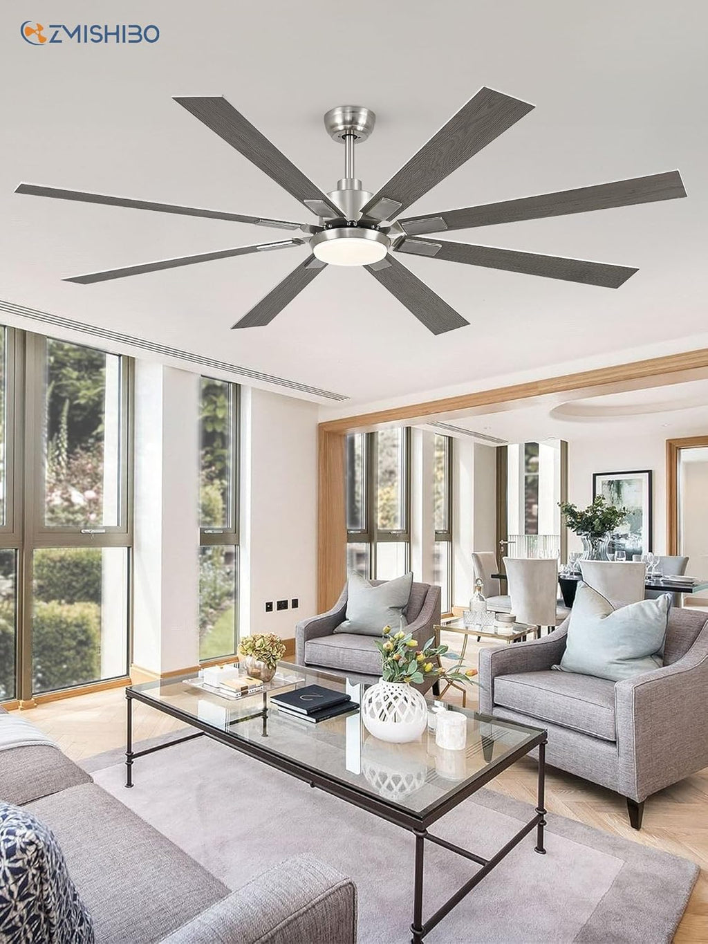 Zmishibo 72-inch large ceiling fan with lighting and remote indoor/outdoor wourant