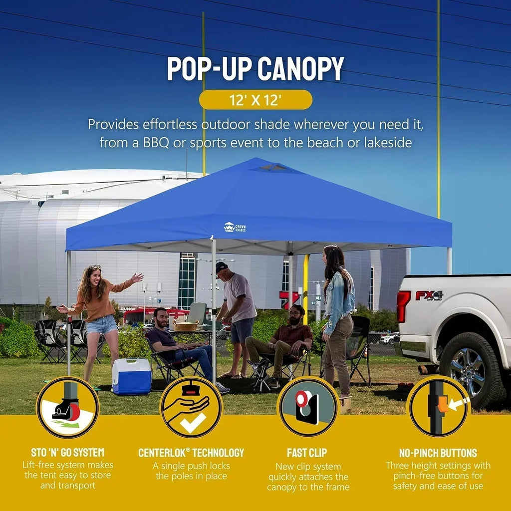 10x10 Pop-Up Awning One-Click Installation Beach Tent Outdoor Sunshade Silver Coated Top wourant