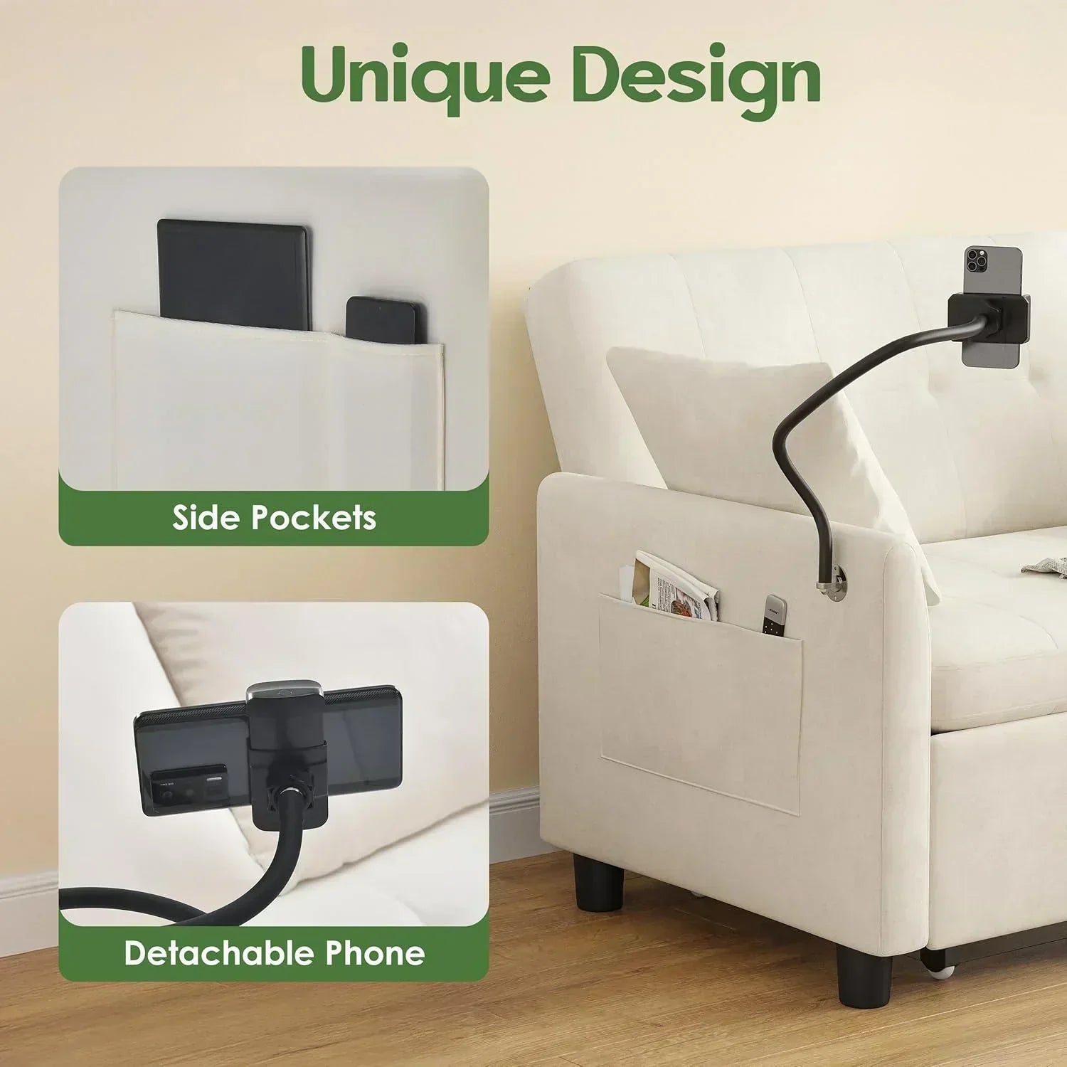 Sleeper Sofa Bed 3 in 1 Convertible Sleeper Couch Bed Pull Out Small Loveseat Sofa wourant
