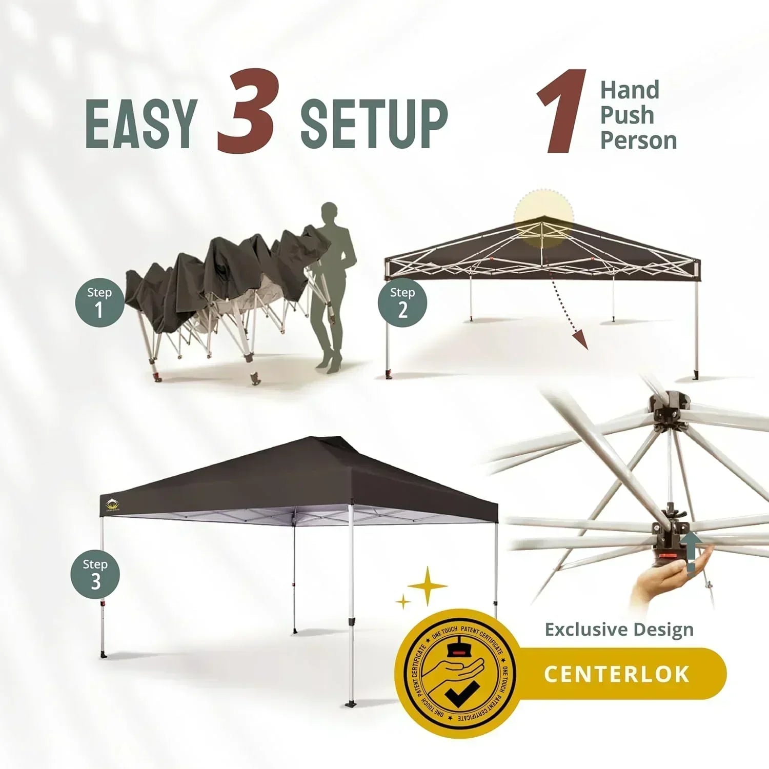 10x10 Pop-Up Awning One-Click Installation Beach Tent Outdoor Sunshade Silver Coated Top wourant