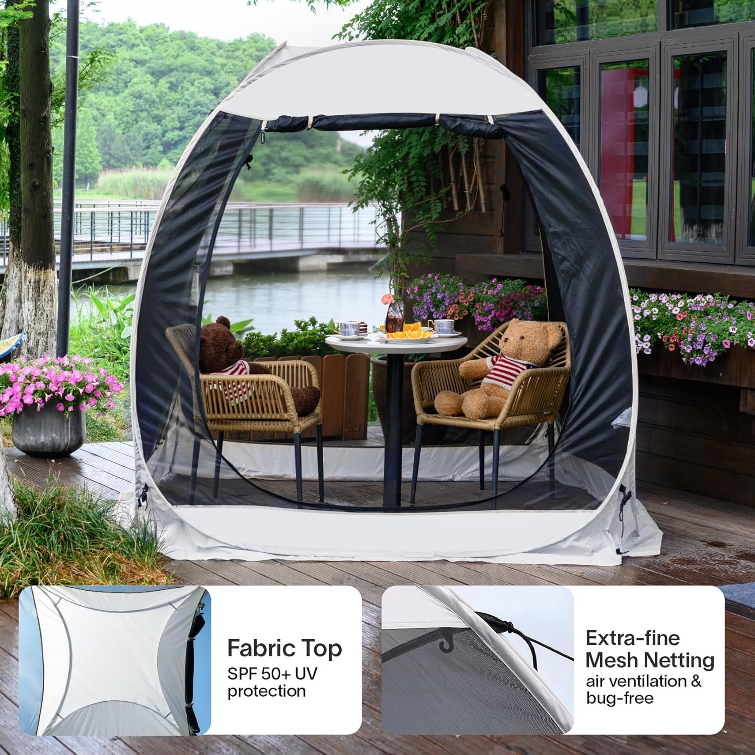 Screen gazebo sleeps 6-10-15 people Igloo-style canopy tent mosquito net on the sides Perfect wourant