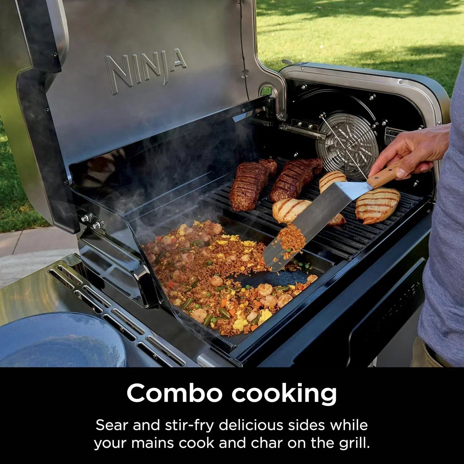 Ninja FlexFlame Grill and Smoker Electric Propane Grill Roaster BBQ Grill 5-in-1 Cooking System wourant