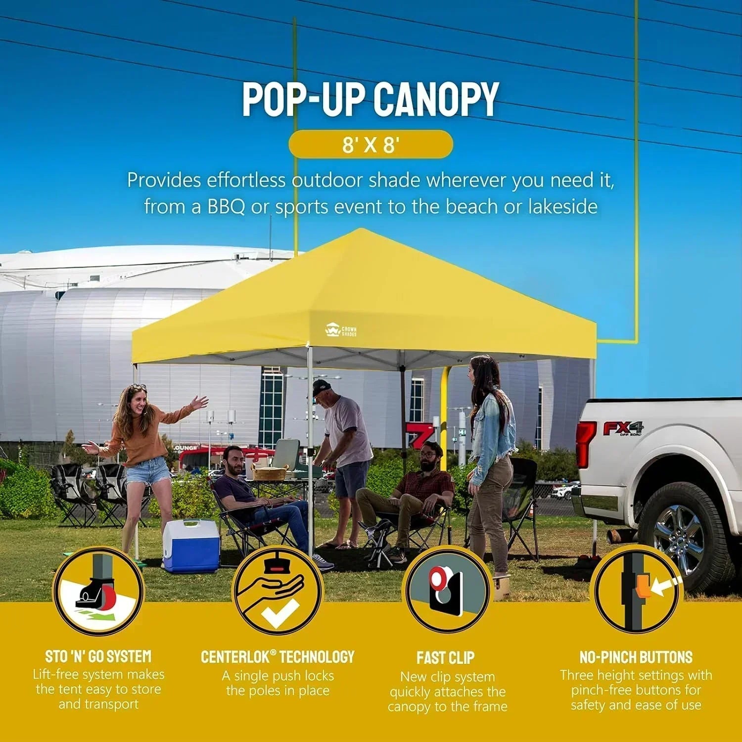 10x10 Pop-Up Awning One-Click Installation Beach Tent Outdoor Sunshade Silver Coated Top wourant