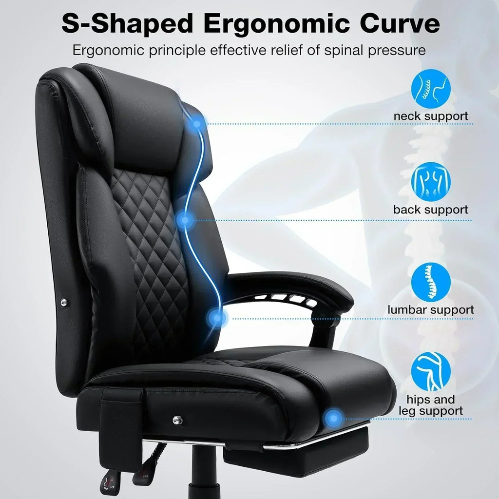 Massage office chair with heating function Reclining high back home office desk chair wourant