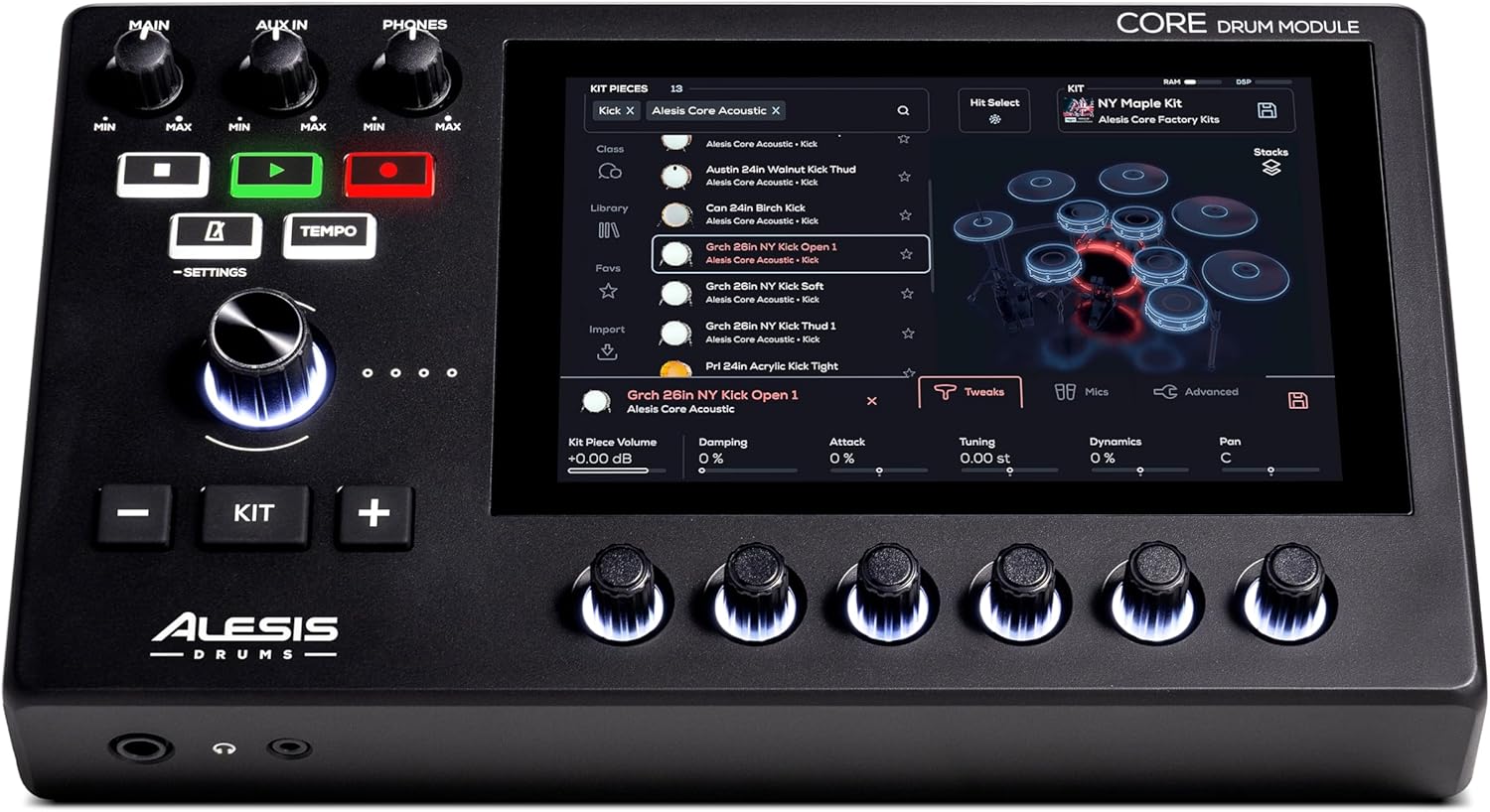 Alison Strata Prime Electronic Drum Set with Touch Screen Dual Area Grid Head wourant