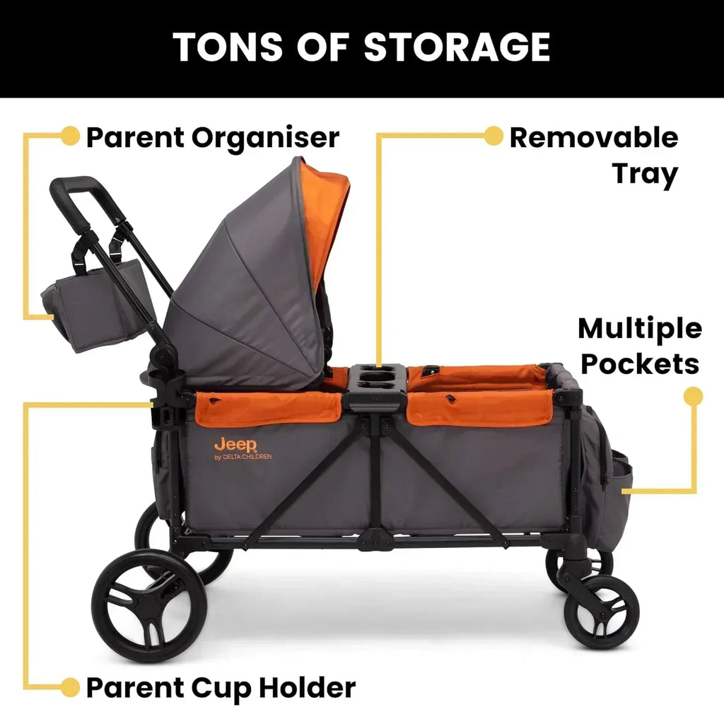 Jeep Sport All-Terrain Stroller Wagon by Delta Children Includes Canopy Parent Organizer wourant