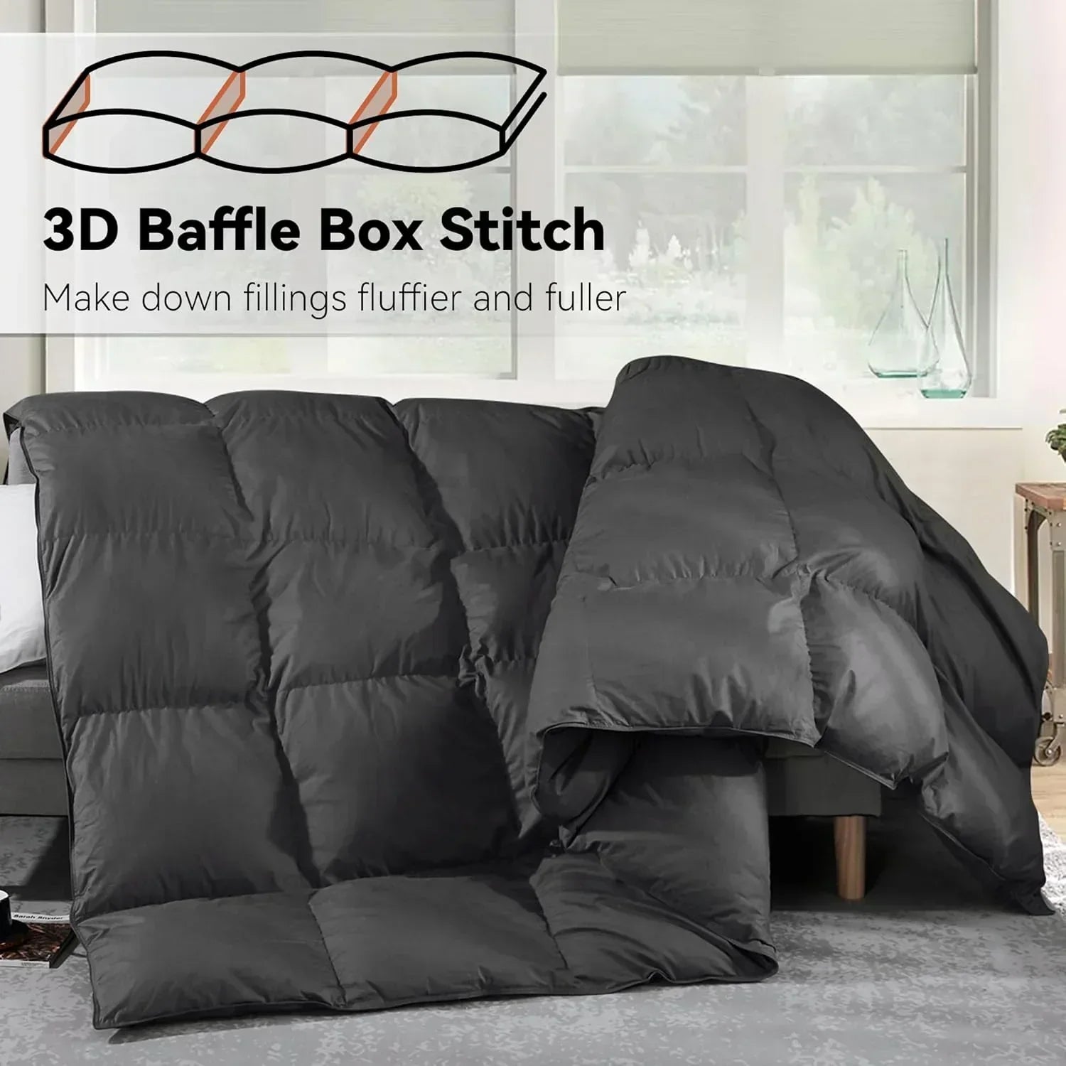 Premium Down Comforter 3D Baffle Box Design wourant
