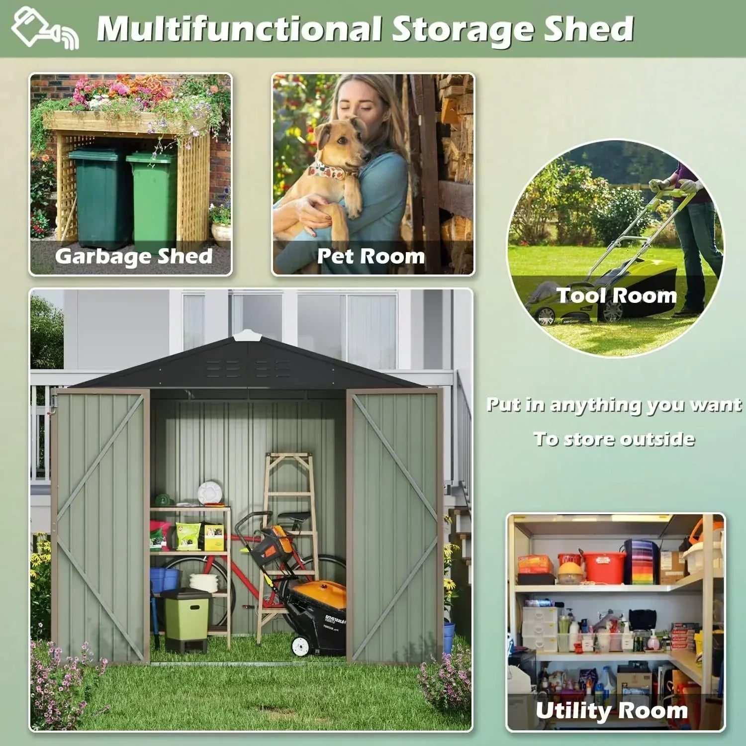 Devoko Outdoor Storage Shed Lockable Metal Garden Shed Steel Anti-Corrosion Storage House wourant