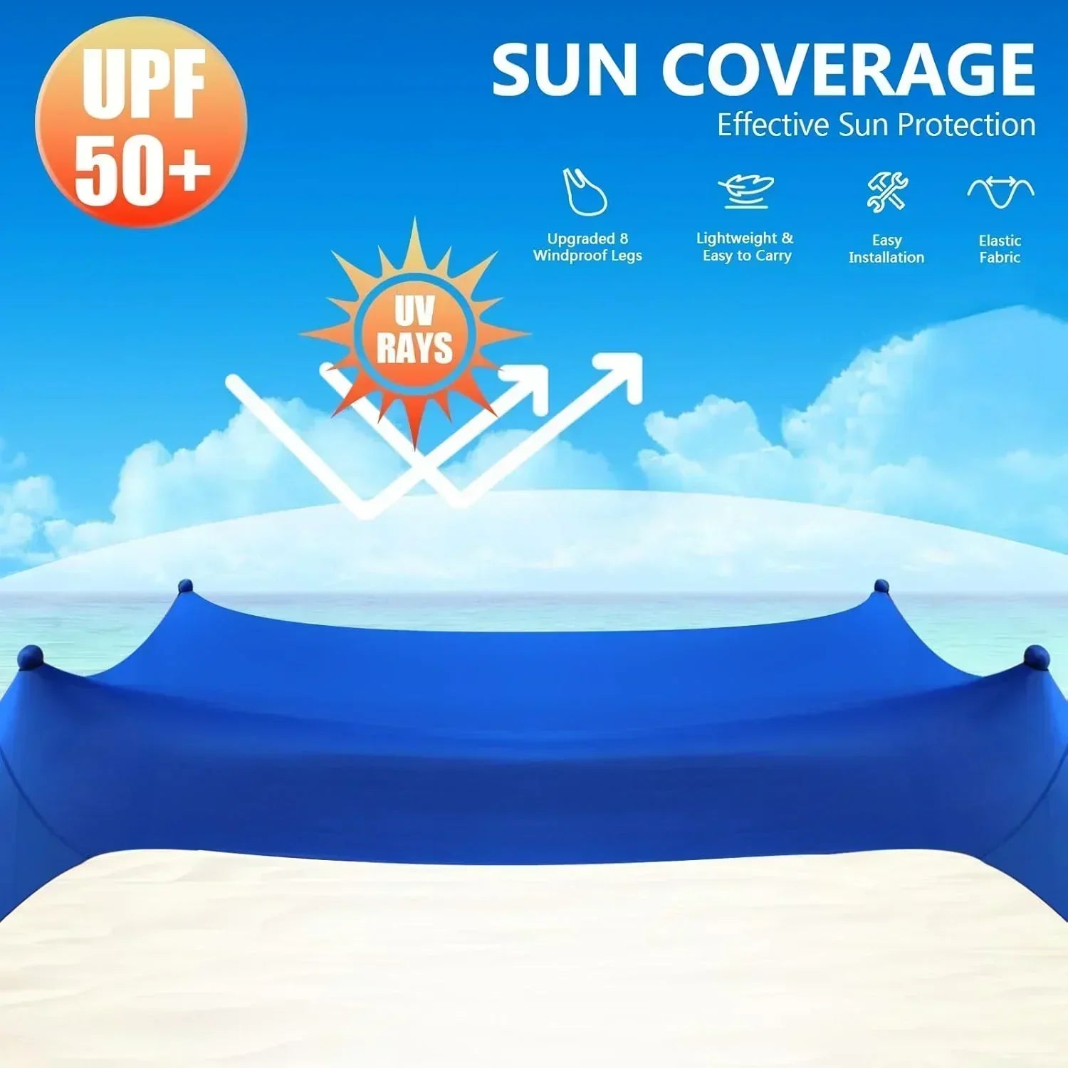 Beach Tent Sun Shelter 10 x 10 FT Beach Canopy Tent Sun Shade Heavy Duty UPF50+ Beach Tent wourant