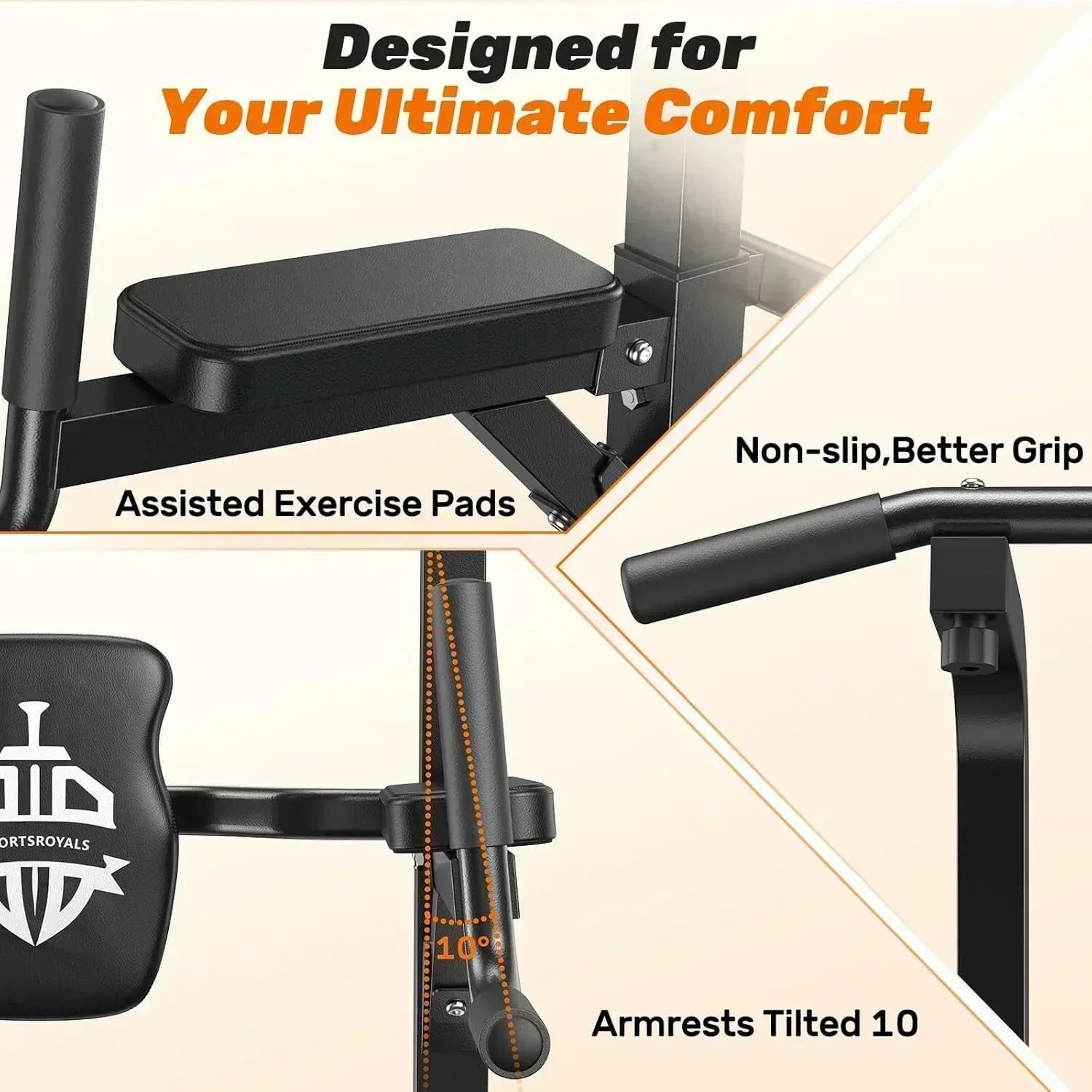 Sportsroyals Power Tower Pull Up Bar Station 450 lbs stable suspended immersion tilt station wourant