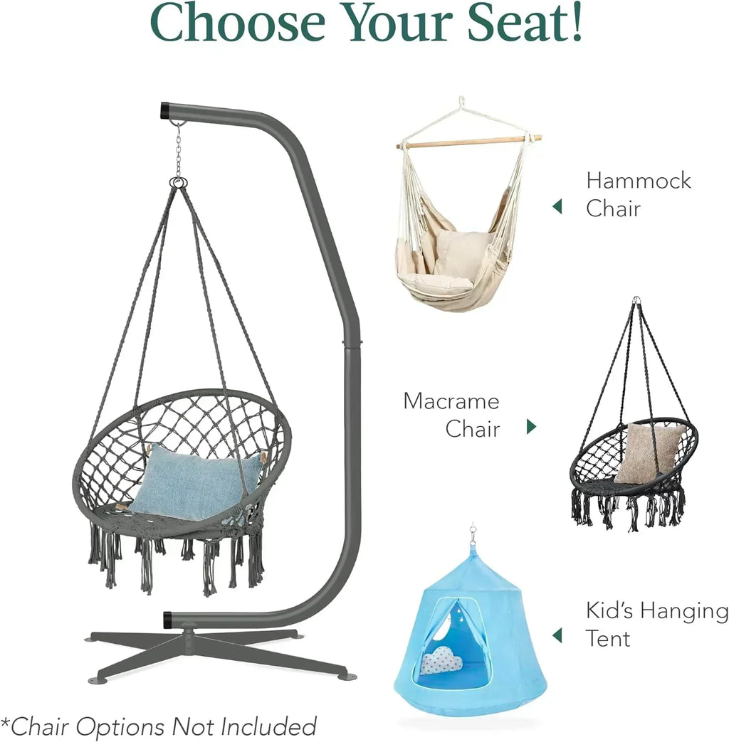 Best Choice Products Metal Hanging Hammock C-Stand for Chair Weather Resistant Finish wourant
