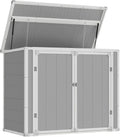Amopatio 41 Cu Ft Horizontal Outdoor Storage Shed Resin Trash Can Storage Resin Shed Garden Tools wourant