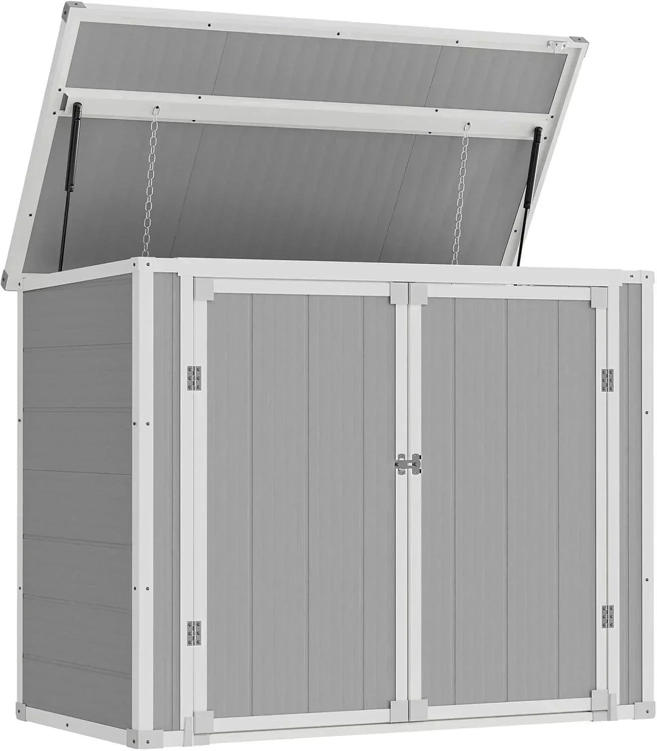 Amopatio 41 Cu Ft Horizontal Outdoor Storage Shed Resin Trash Can Storage Resin Shed Garden Tools wourant