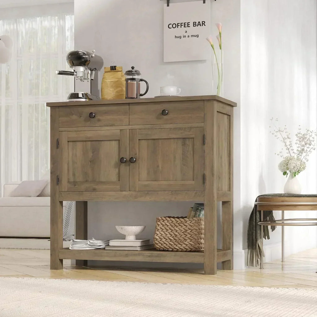 Farmhouse style console table coffee bar entry table with storage rack sofa table wourant