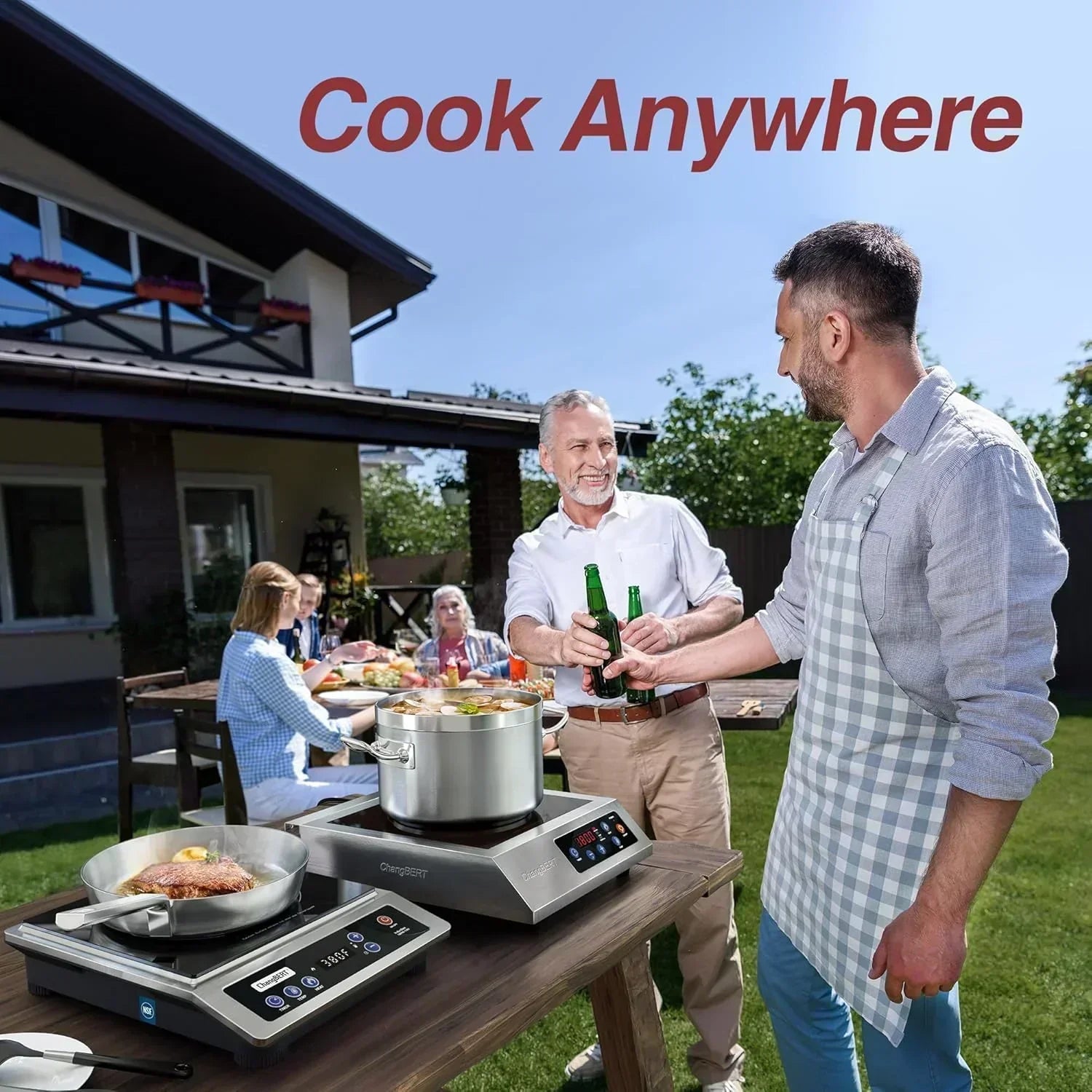 Induction Cooktop Portable Cooker with 8-inch Heating Coil Stainless Steel Countertop Burner wourant