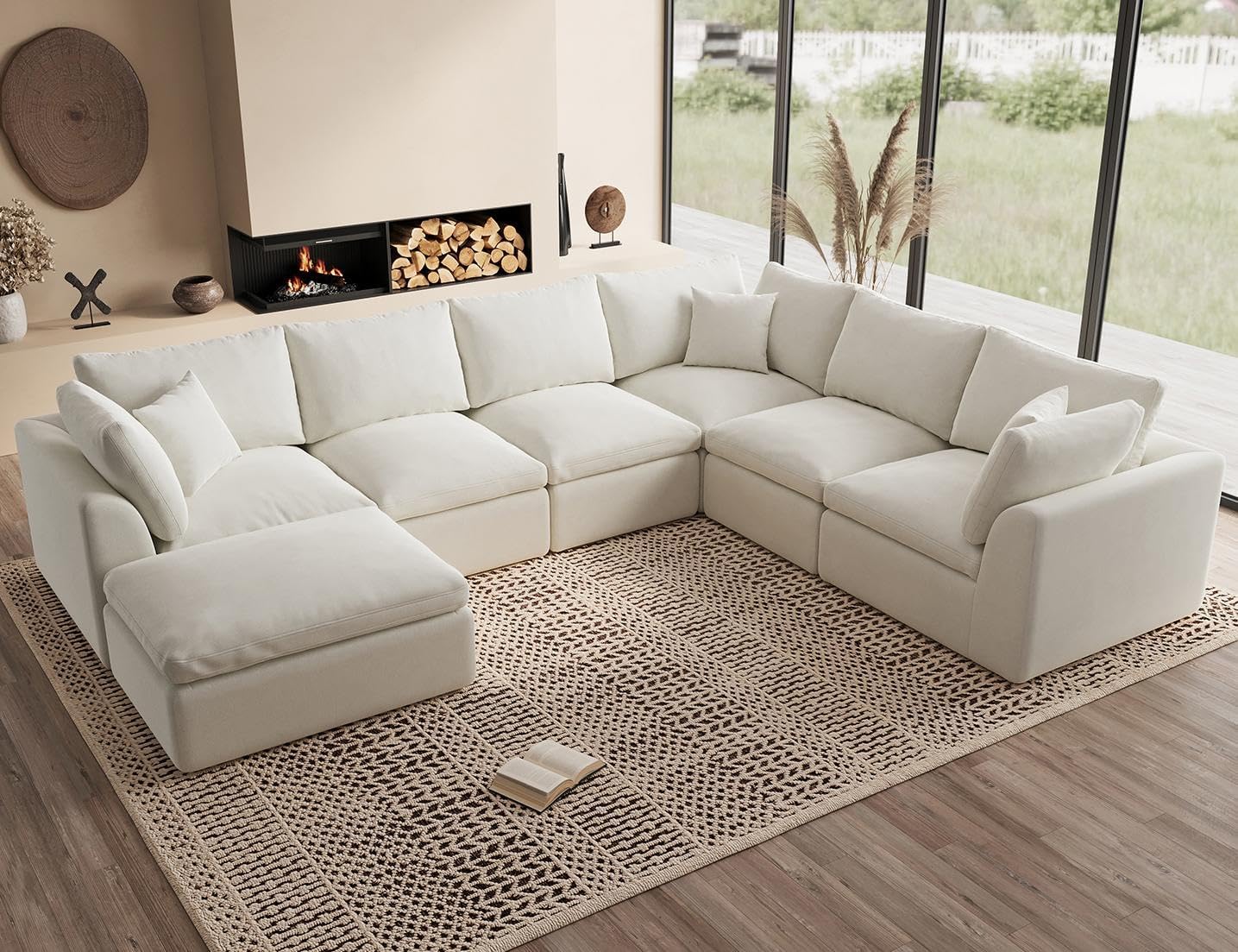 110 inch cloud sectional sofa for living room convertible L-shaped sofa 3 seater sectional sofa wourant