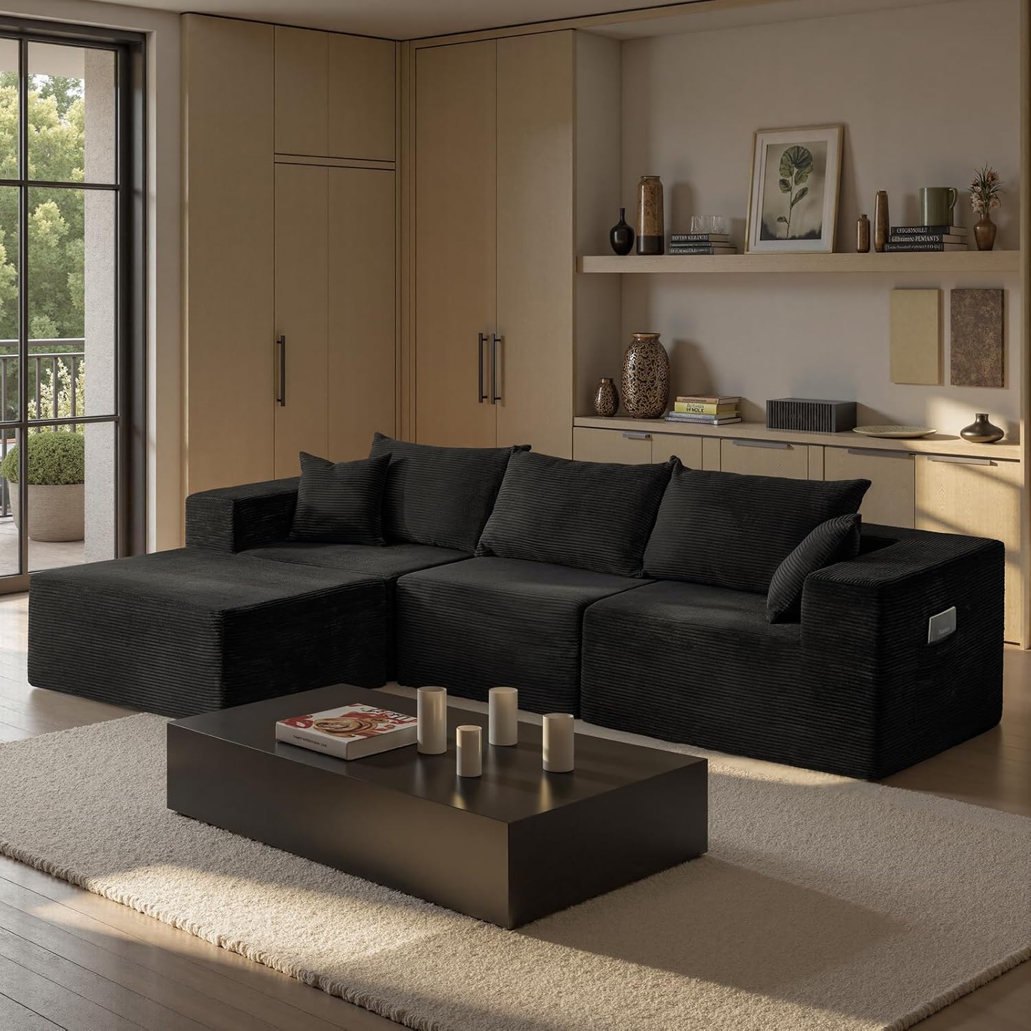 Cloud sofa with L-shaped lounge chair modern modular sofa with deep seats wourant