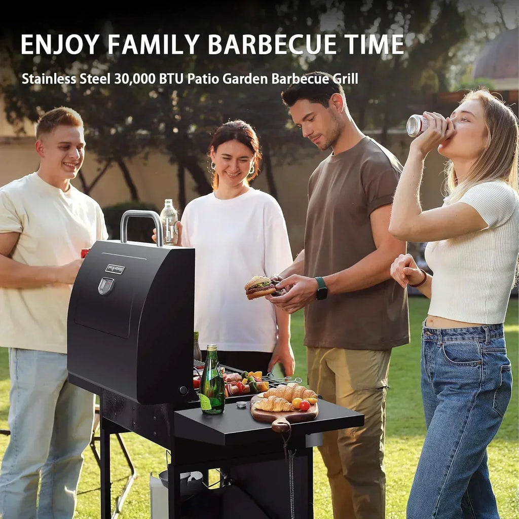 3 Burner BBQ Propane Gas Grill Stainless Steel 30,000 BTU Patio Garden Barbecue Grill wourant