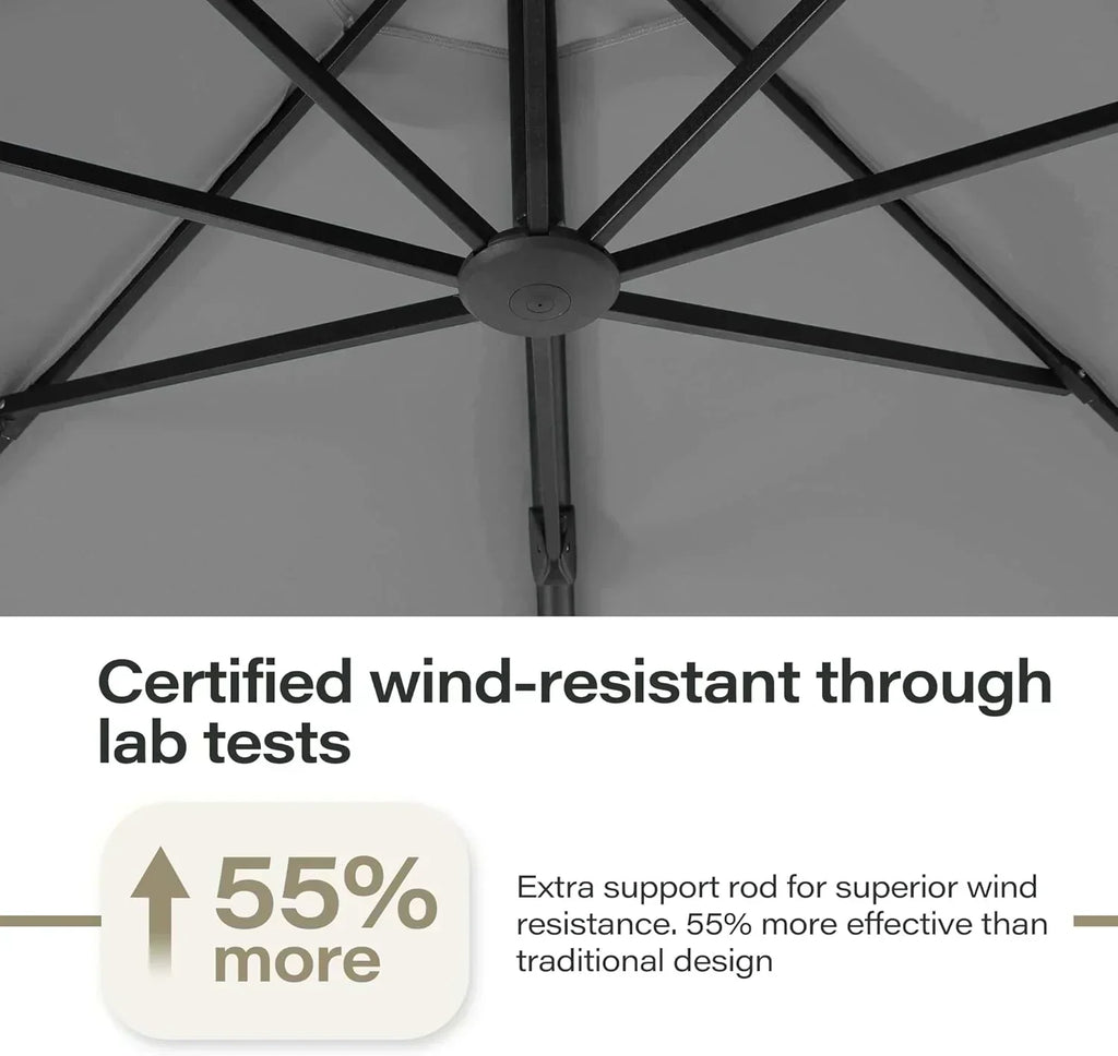 LAUSAINT HOME Outdoor Patio Umbrella with Base included 11 FT Deluxe Curvy Cantilever Umbrella wourant