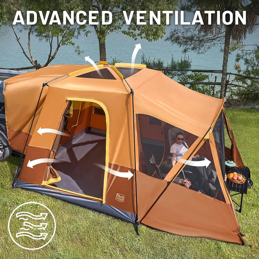 TIMBER RIDGE 5-9 Person SUV Tent with Screen Porch and Awning for Family Camping Weather Resistant wourant