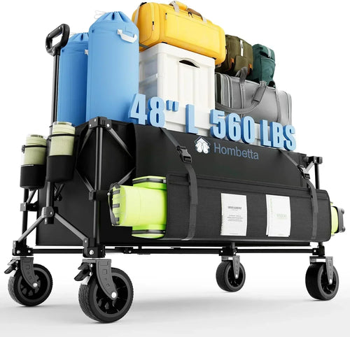 48" Extra Large Folding Travel Cart 560 lb Capacity 350 L Heavy Duty Utility Cart with Brakes wourant