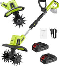 Saker 22V Cordless Electric Garden Tiller Cultivator Lightweight Rototiller for Gardening wourant