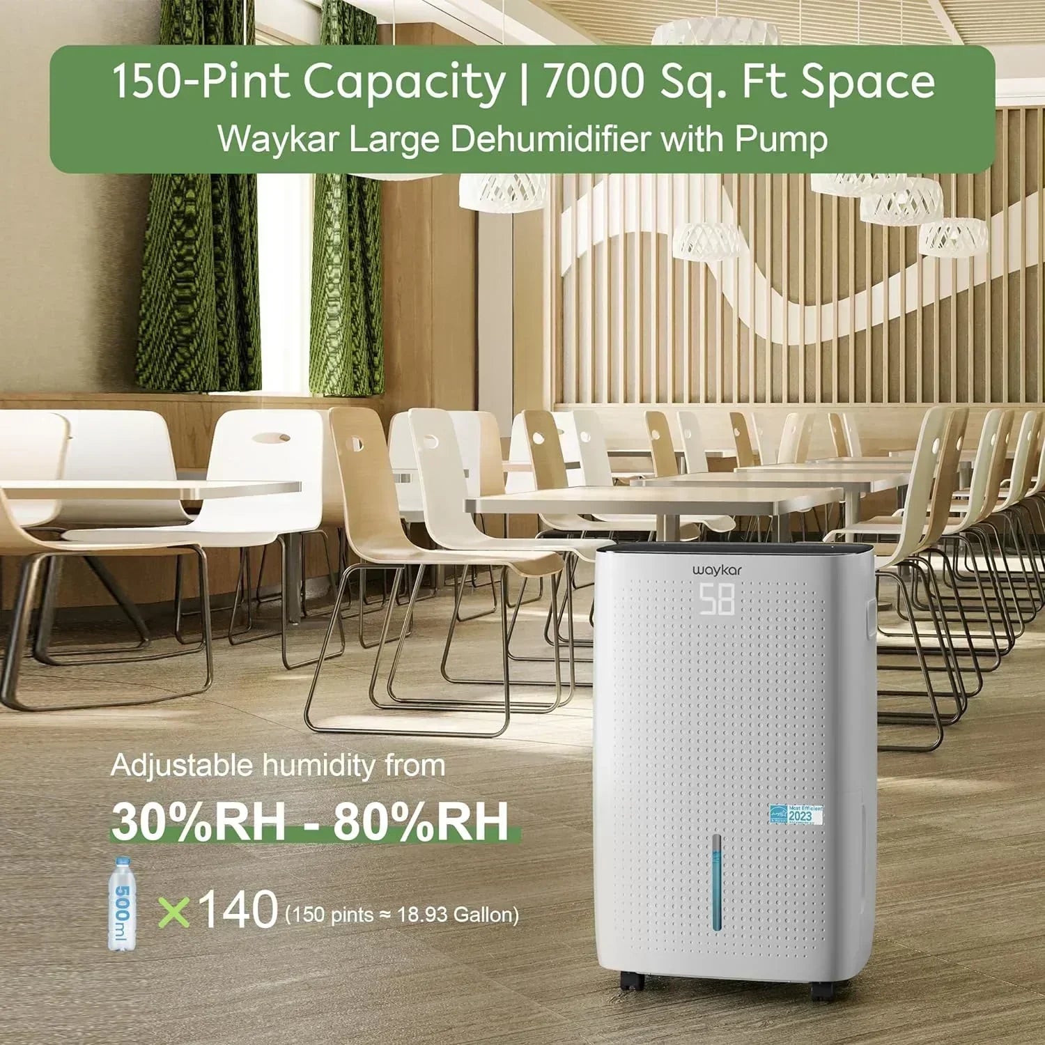 Waykar 2000 Sq Ft Dehumidifier for Home and Basements with Auto or Manual Drainage wourant