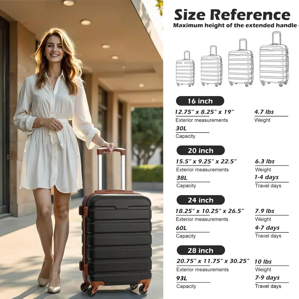 Luggage 3 Piece Set Suitcase Spinner Hardshell Lightweight TSA Lock wourant