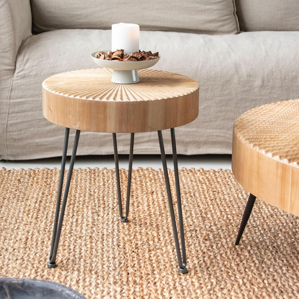 Two-Piece Modern Farmhouse Living Room Coffee Table Set Round Nesting Tables wourant