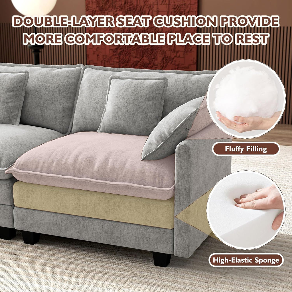 ihanherry 146-inch U-shaped modern sofa modular area cloud sofa wourant