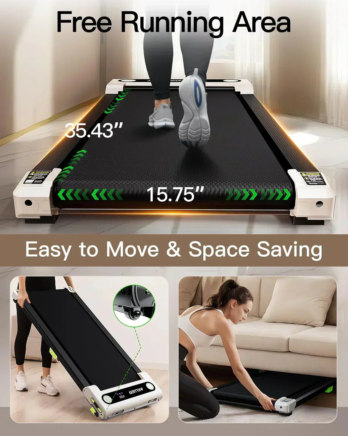Akluer Inclined Home Treadmill 2.5 HP Small Under-Desk Treadmill Remote Control LED Display wourant