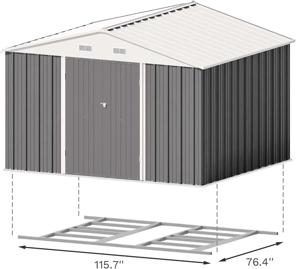 Patiowell 5x3 FT Outdoor Storage Shed Tool Shed with Sloping Roof and Lockable Door Metal Shed wourant