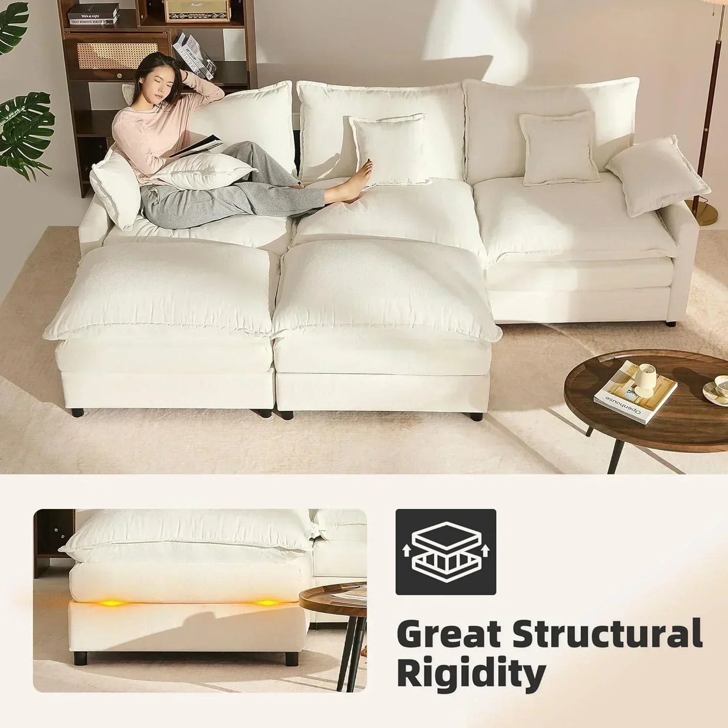 108" U-shaped sofa modular sofa Comfortable cloud sofa wourant