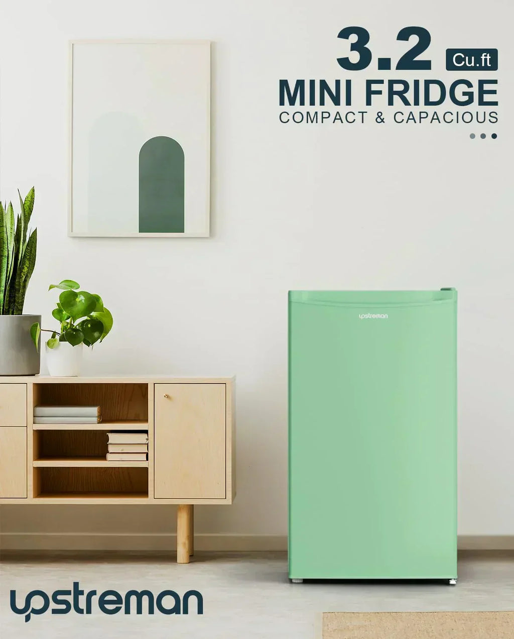 Upstreman 3.2 Cu.Ft Mini Fridge Freezer Single Door Fridge Dorm Fridge Adjustable Thermostat wourant
