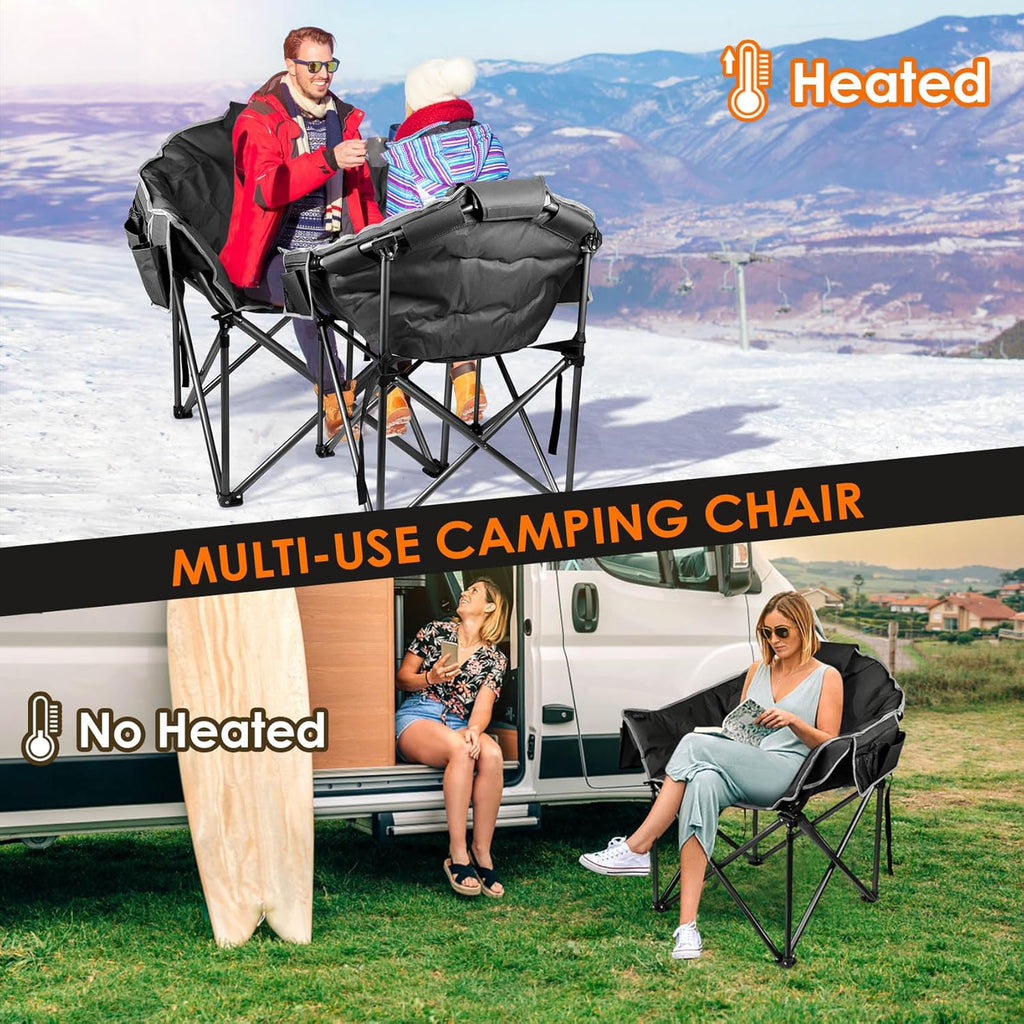 Heated Camping Chair Extra Large Heated Chair Outdoor Sports Chair with 3 Heat Levels on Back wourant